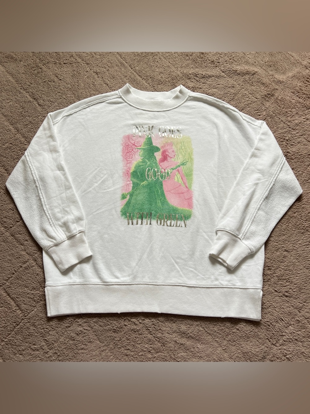 NWT Aerie x Wicked Elphaba Glinda Oversized Sweatshirt Preppy Wizard of Oz Sz XS